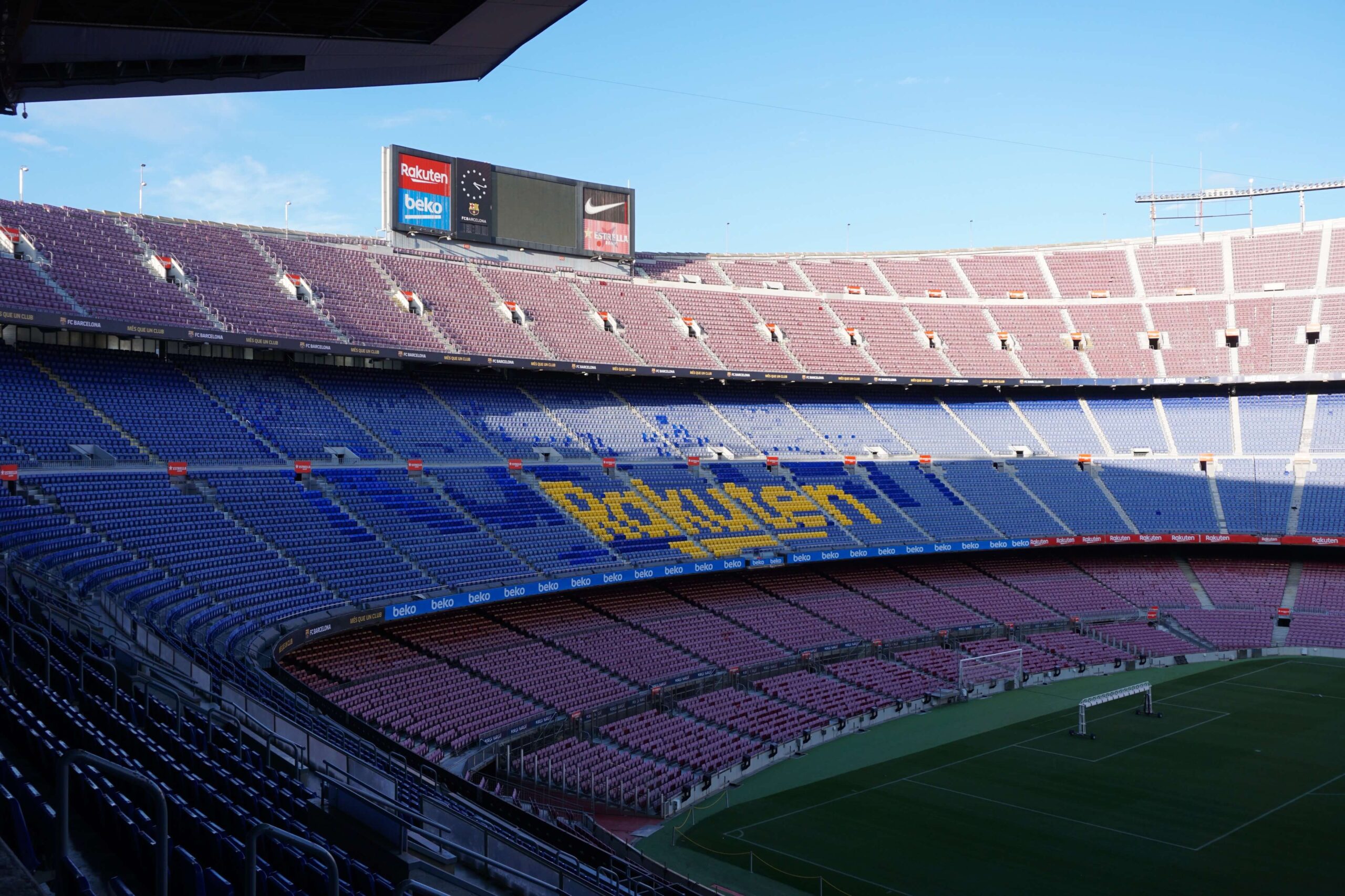 One end of FC Barcelona's Nou Camp Stadium
