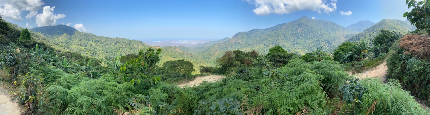 Panoramic shot of Minca jungle looking out to Santa Marta
