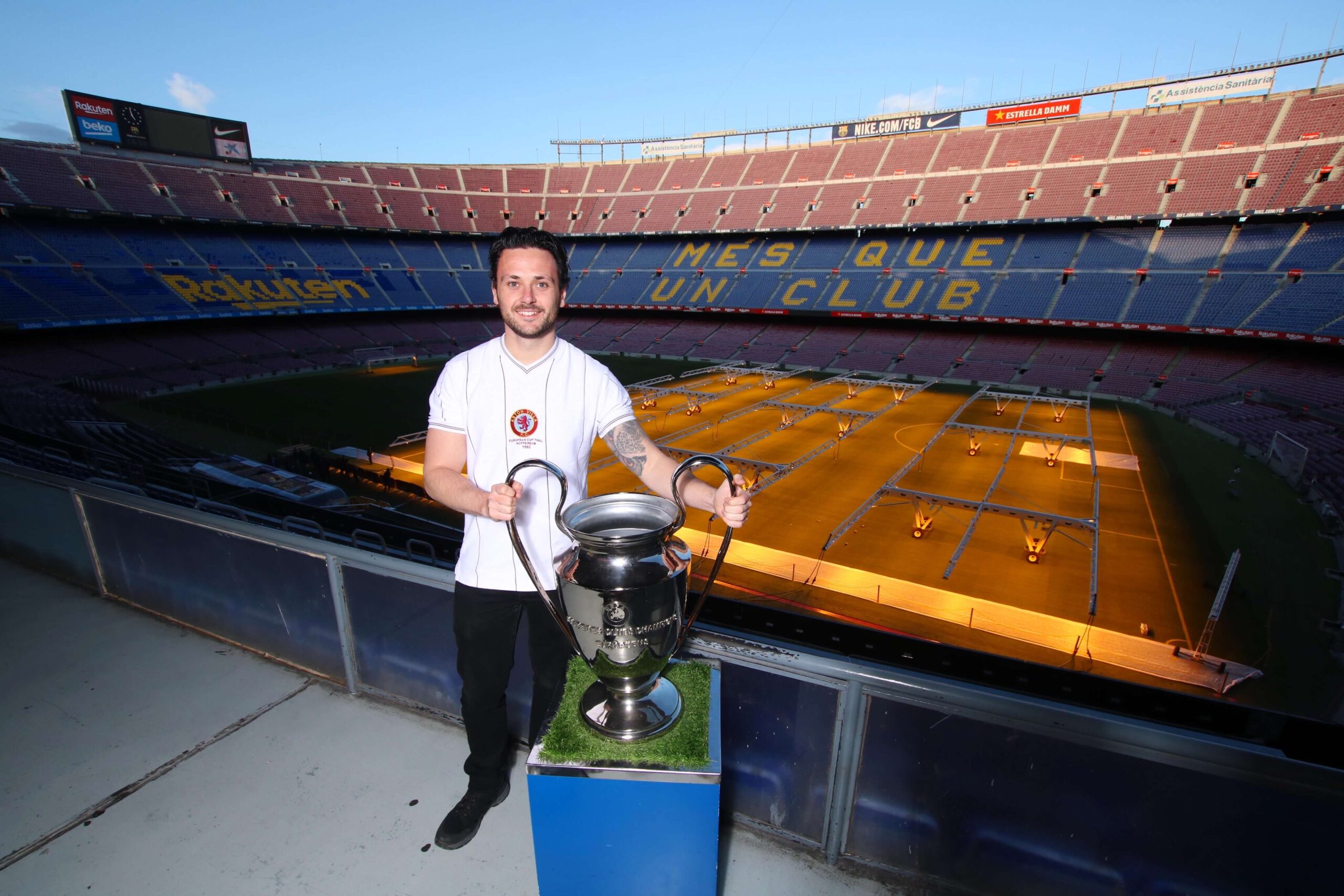 Alex with the European Cup at Camp Nou